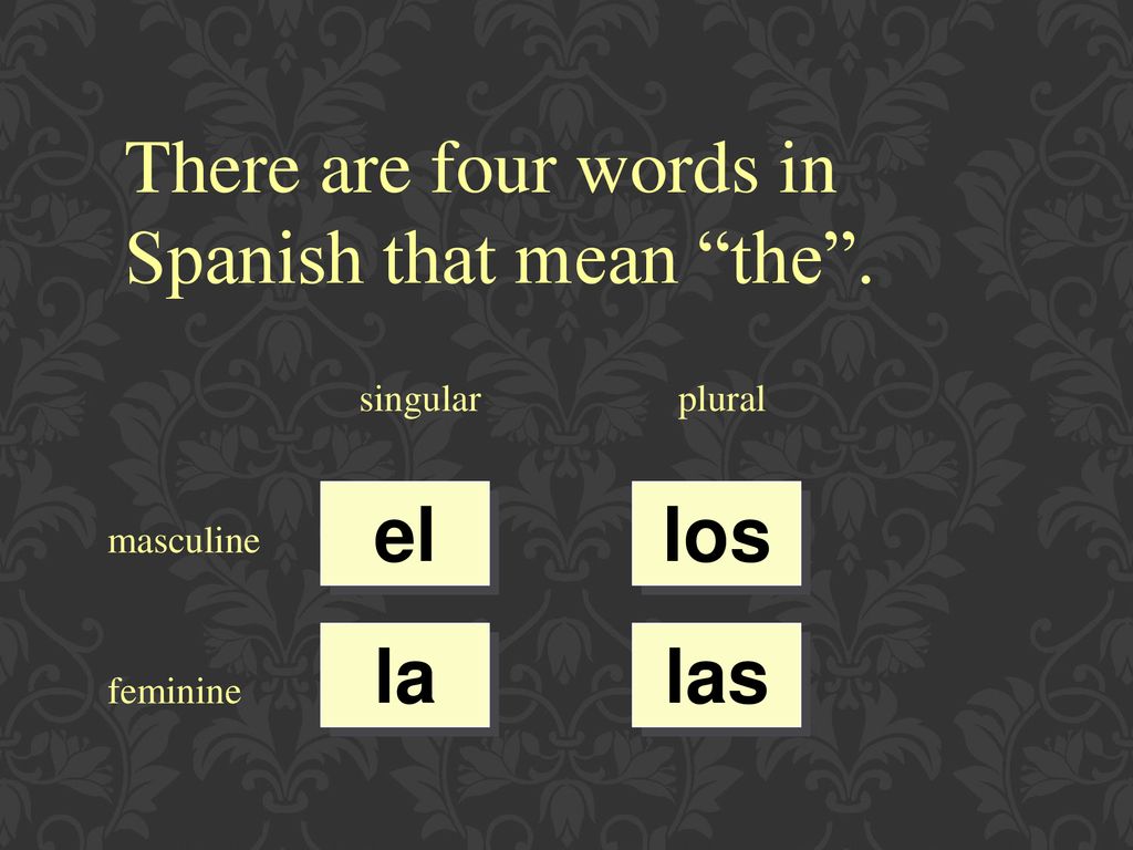 There are four words in Spanish that mean the .