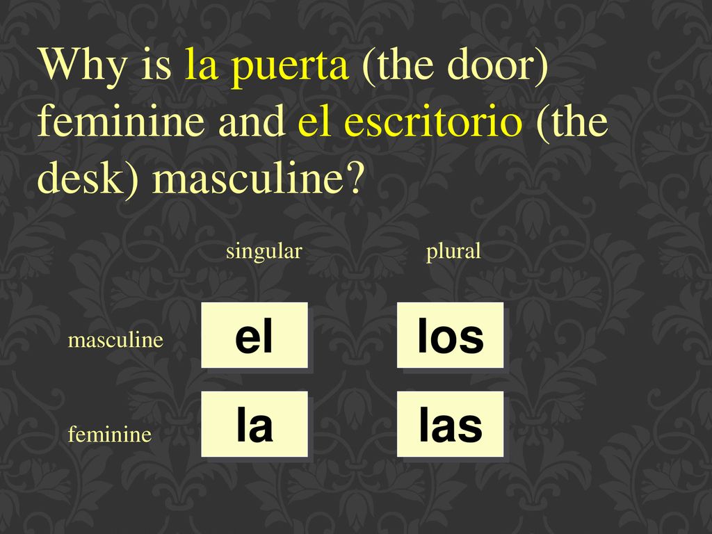 Why is la puerta (the door) feminine and el escritorio (the desk) masculine