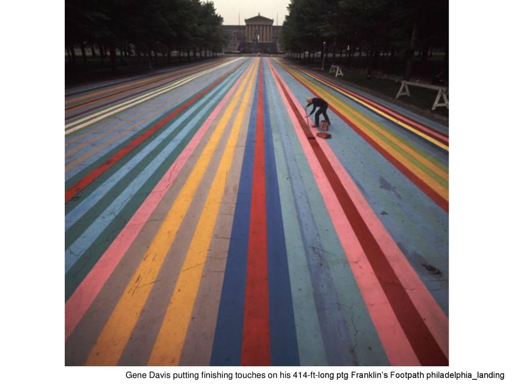Gene Davis putting finishing touches on his 414-ft-long ptg Franklin’s Footpath philadelphia_landing