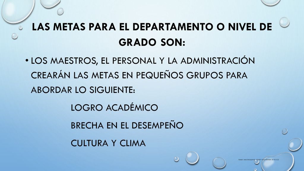 LAS METAS PARA EL DEPARTAMENTO O NIVEL DE GRADO son:
