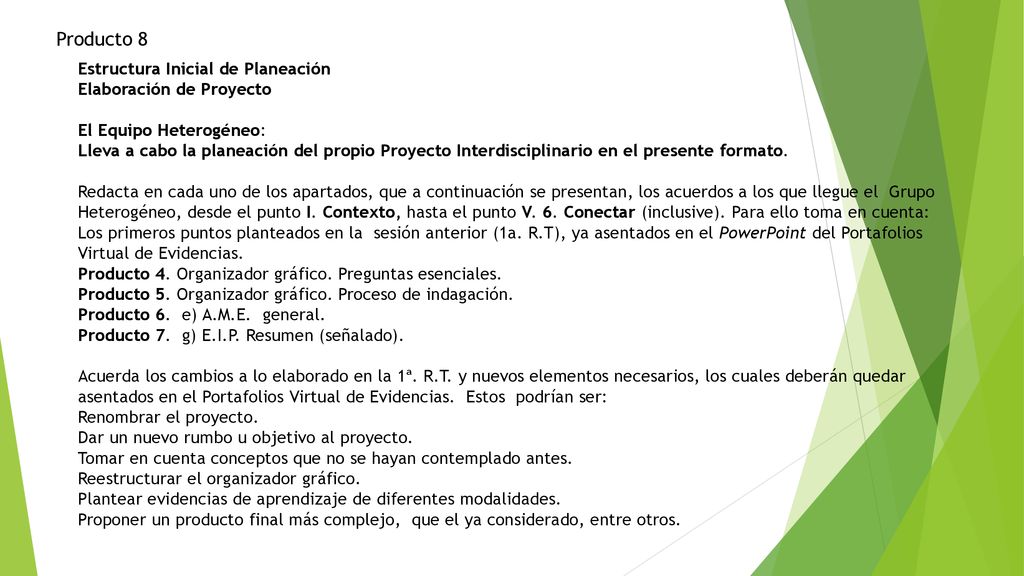 Producto 8 Estructura Inicial de Planeación Elaboración de Proyecto