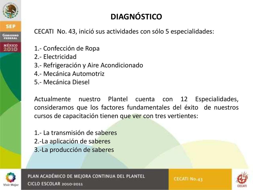 DIAGNÓSTICO CECATI No. 43, inició sus actividades con sólo 5 especialidades: 1.- Confección de Ropa.