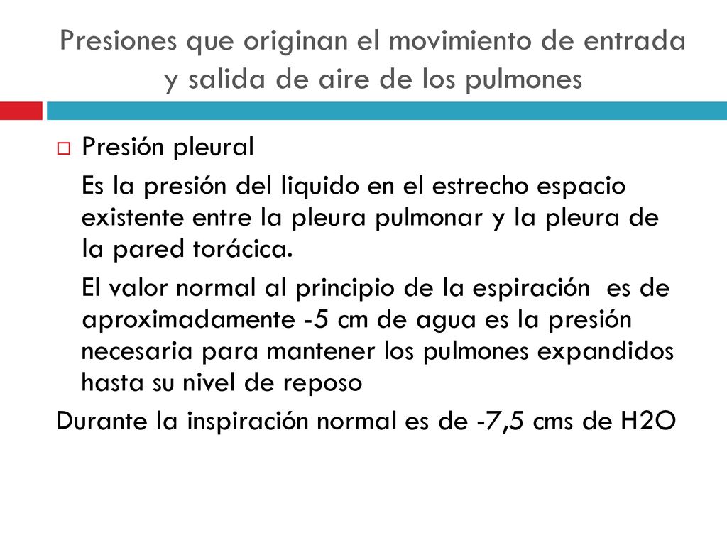 Presiones que originan el movimiento de entrada y salida de aire de los pulmones