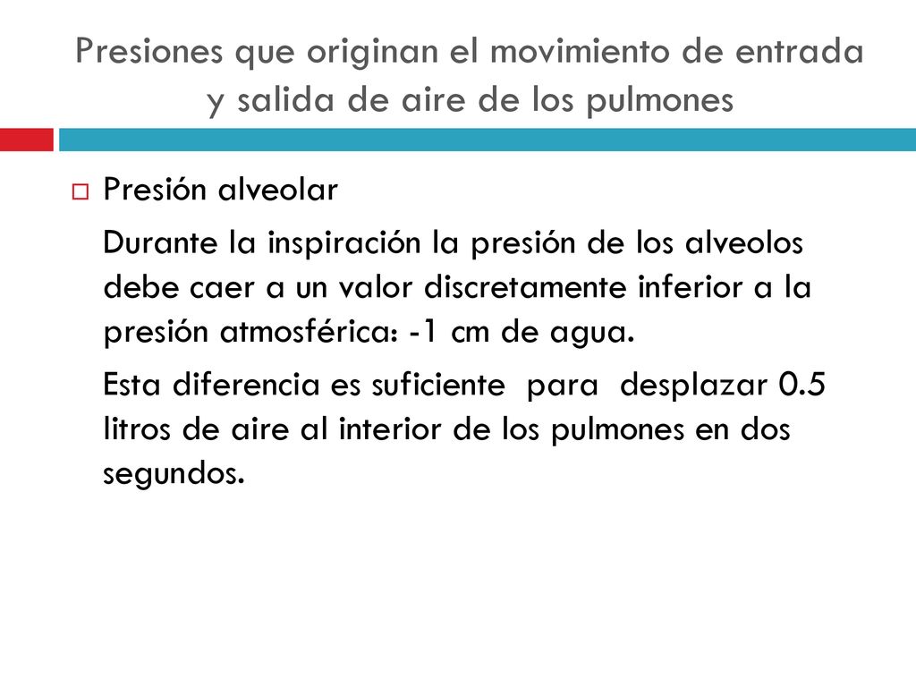 Presiones que originan el movimiento de entrada y salida de aire de los pulmones