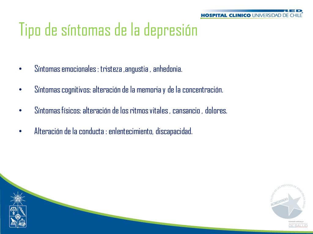 Tipo de síntomas de la depresión