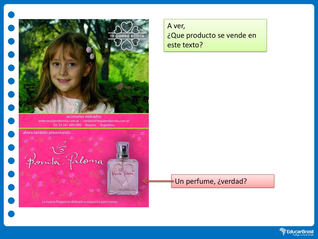 A ver, ¿Que producto se vende en este texto Un perfume, ¿verdad