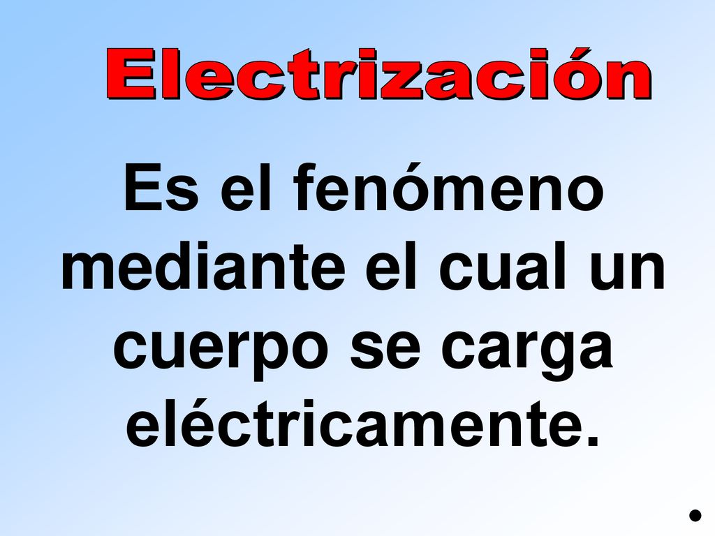 Es el fenómeno mediante el cual un cuerpo se carga eléctricamente.