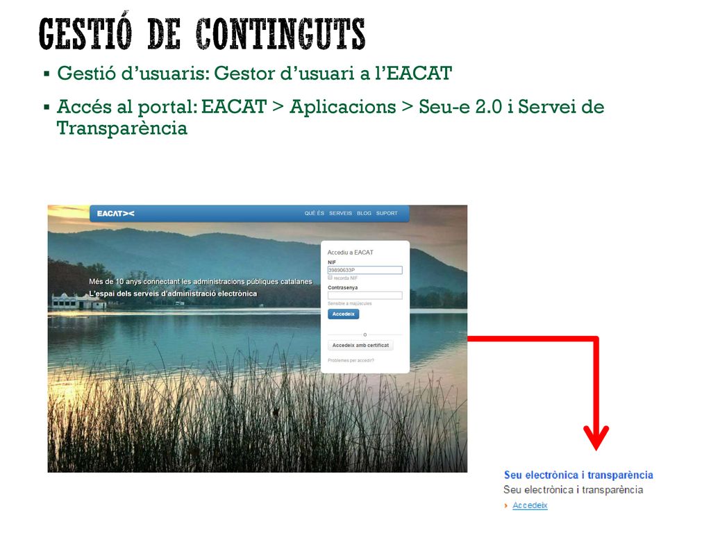Gestió de continguts Gestió d’usuaris: Gestor d’usuari a l’EACAT