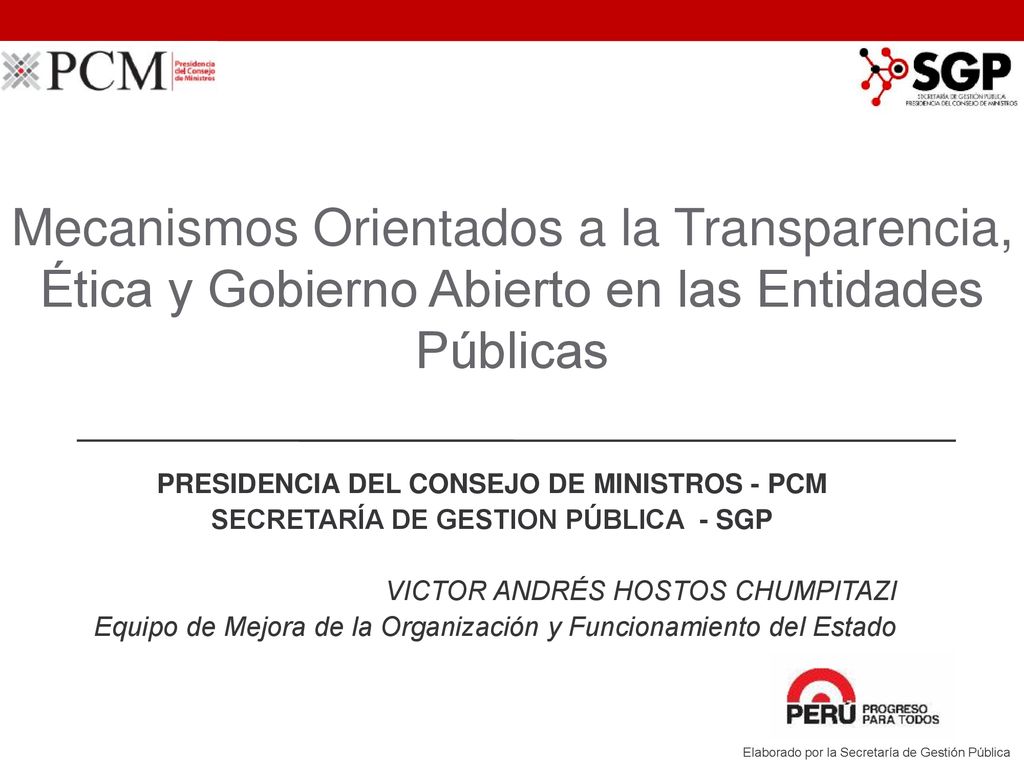 Mecanismos Orientados a la Transparencia, Ética y Gobierno Abierto en las Entidades Públicas
