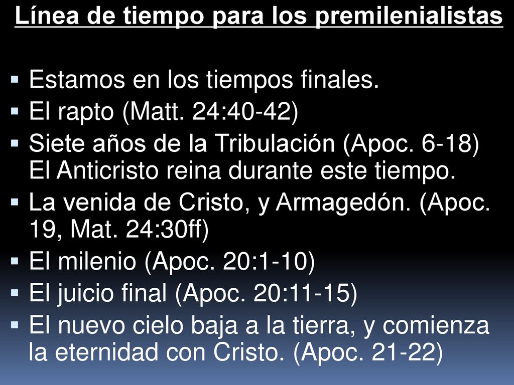 Línea de tiempo para los premilenialistas