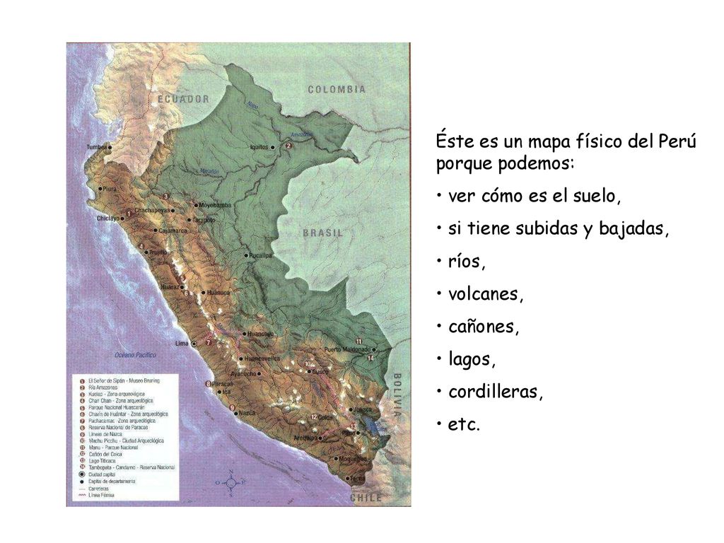 Éste es un mapa físico del Perú porque podemos: