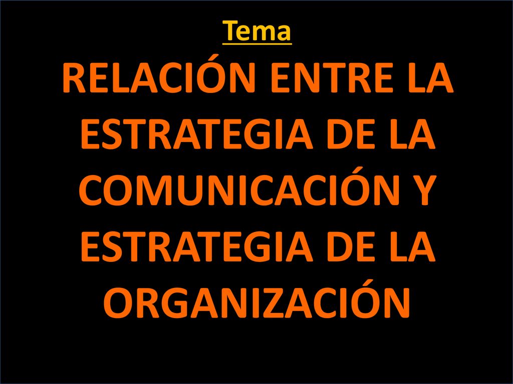 Tema RELACIÓN ENTRE LA ESTRATEGIA DE LA COMUNICACIÓN Y ESTRATEGIA DE LA ORGANIZACIÓN