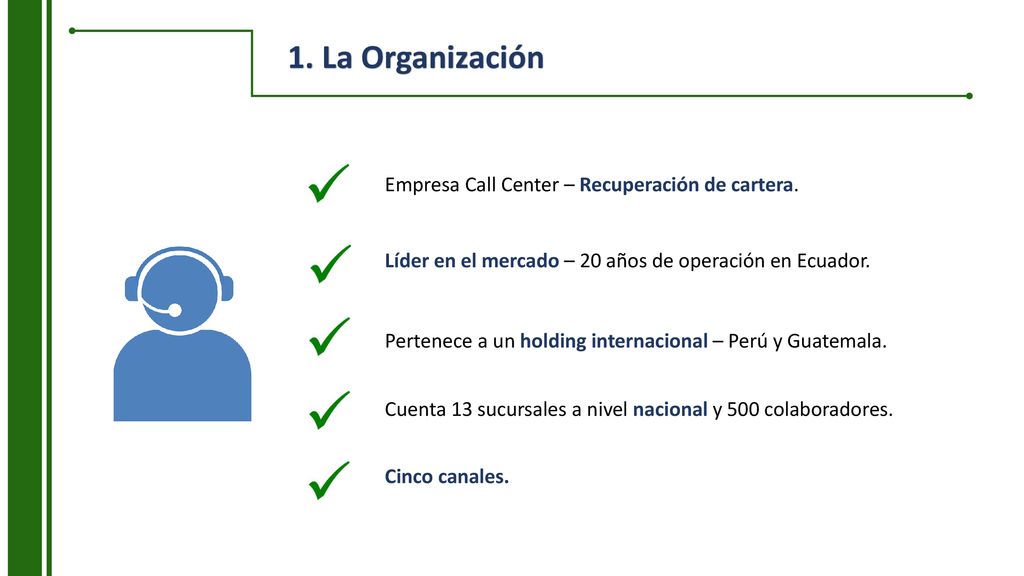 1. La Organización Empresa Call Center – Recuperación de cartera.