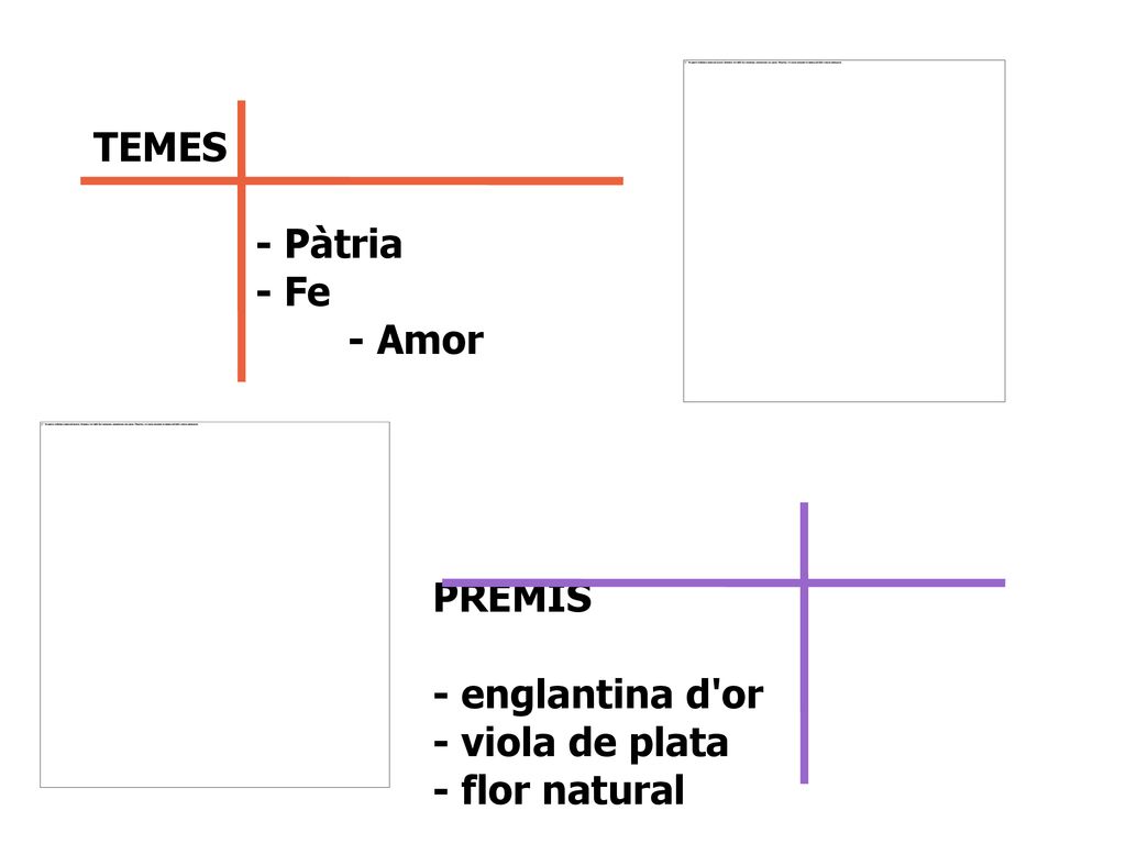 TEMES - Pàtria - Fe - Amor PREMIS - englantina d or - viola de plata - flor natural