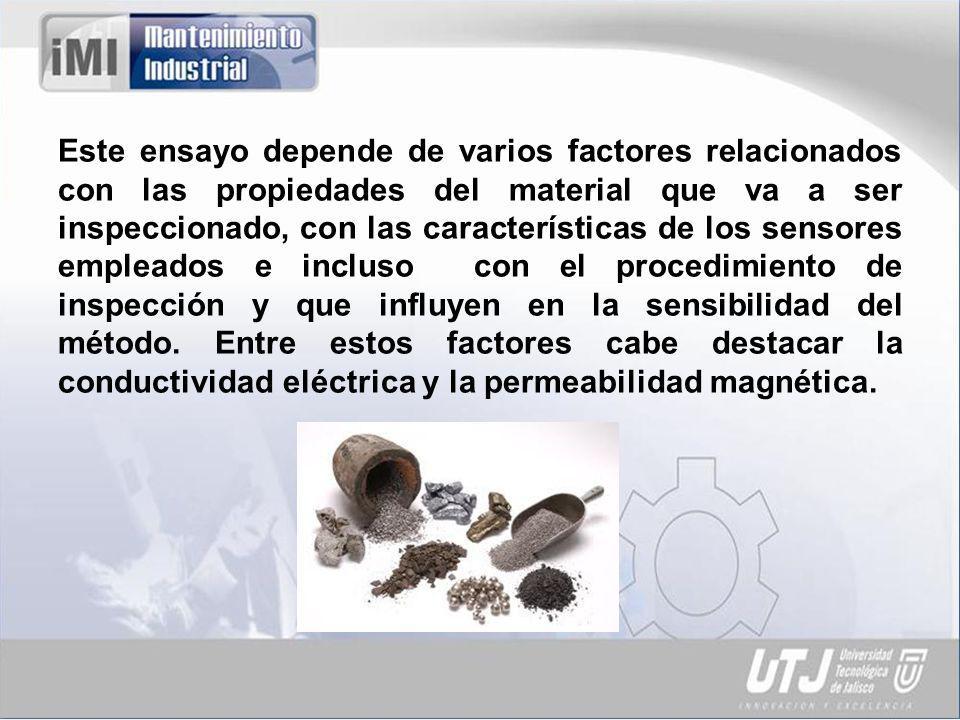 Este ensayo depende de varios factores relacionados con las propiedades del material que va a ser inspeccionado, con las características de los sensores empleados e incluso con el procedimiento de inspección y que influyen en la sensibilidad del método.