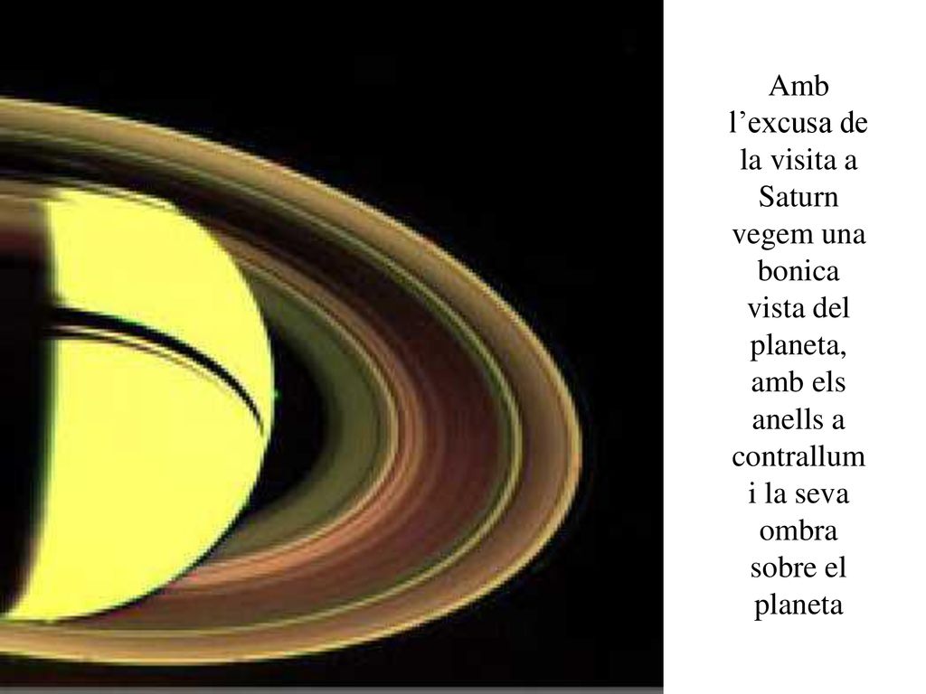 Amb l’excusa de la visita a Saturn vegem una bonica vista del planeta, amb els anells a contrallum i la seva ombra sobre el planeta
