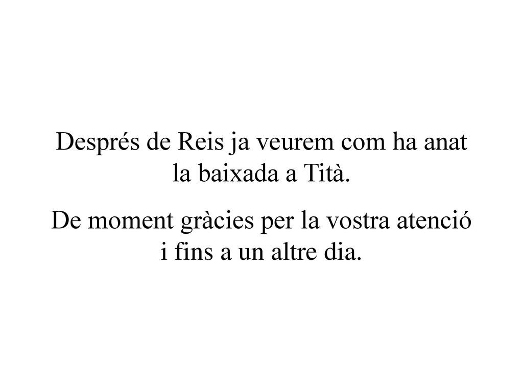 Després de Reis ja veurem com ha anat la baixada a Tità.