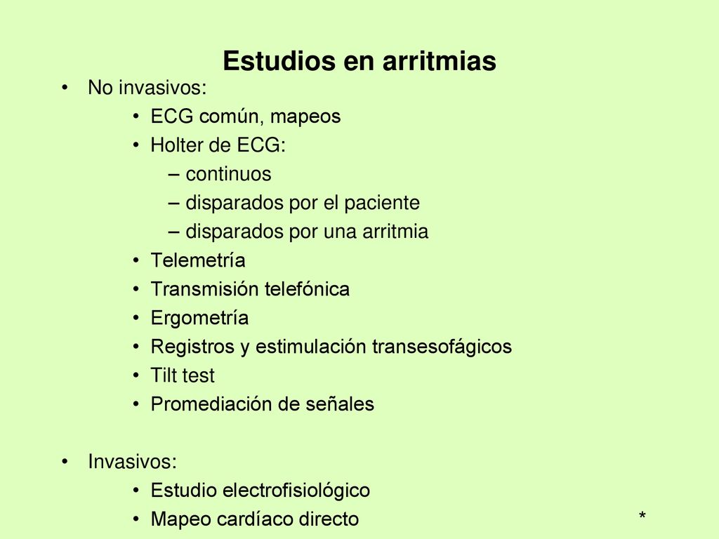 Estudios en arritmias No invasivos: ECG común, mapeos Holter de ECG: