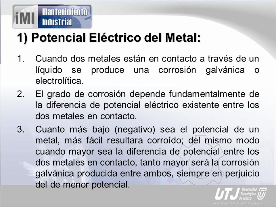 1) Potencial Eléctrico del Metal: