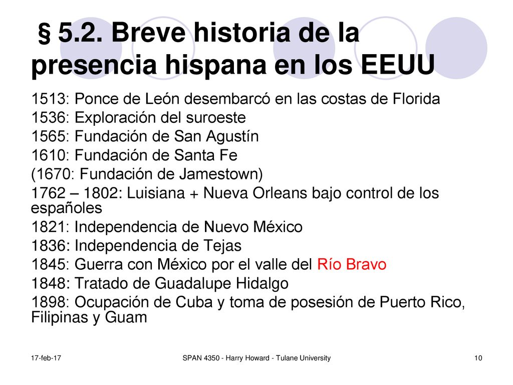 §5.2. Breve historia de la presencia hispana en los EEUU