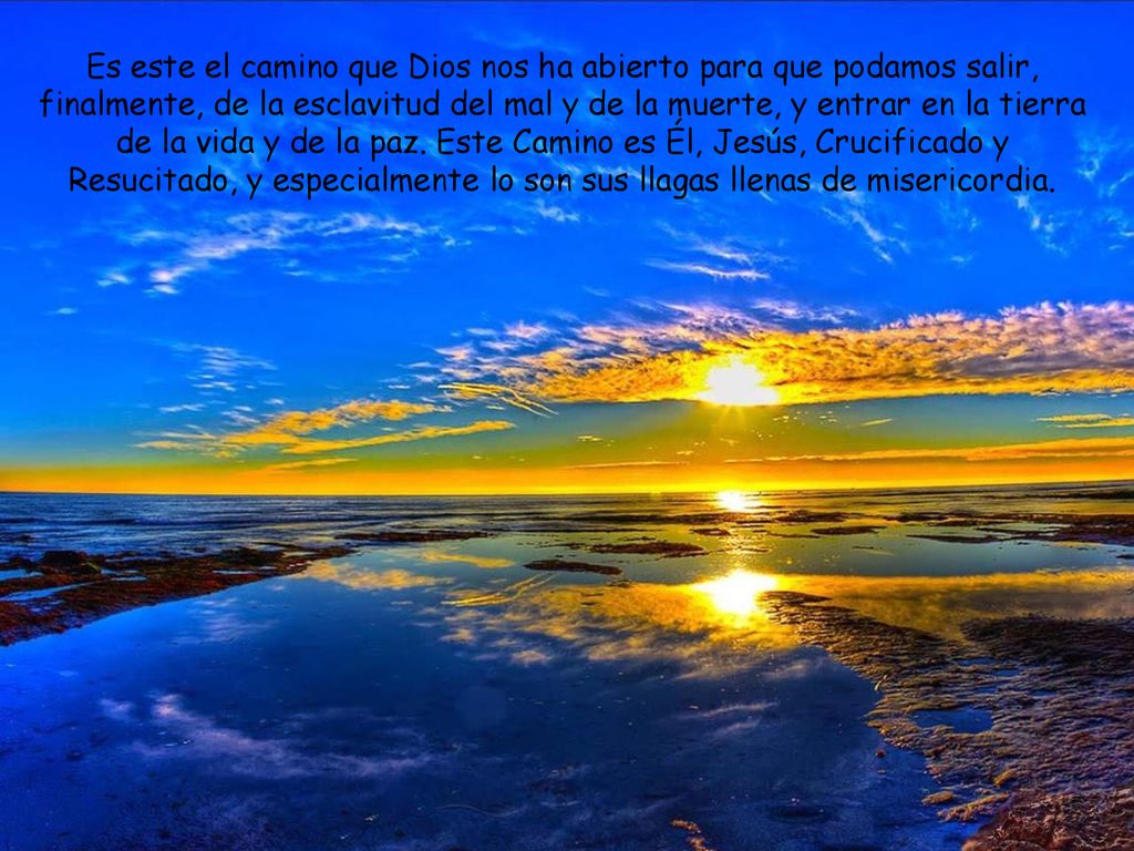 Es este el camino que Dios nos ha abierto para que podamos salir, finalmente, de la esclavitud del mal y de la muerte, y entrar en la tierra de la vida y de la paz.