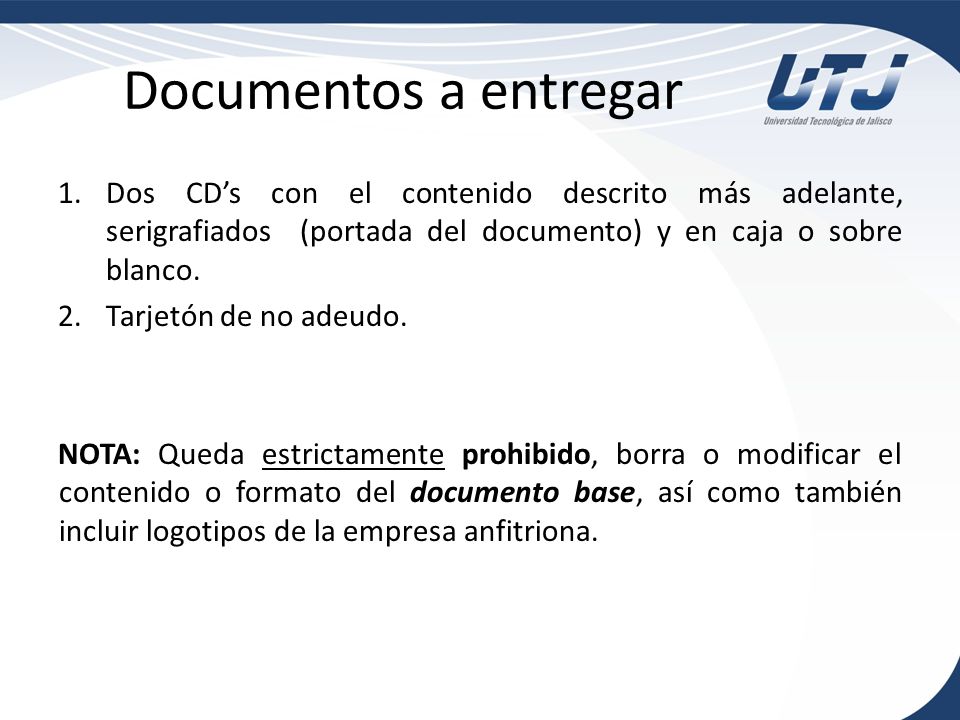 Documentos a entregar Dos CD’s con el contenido descrito más adelante, serigrafiados (portada del documento) y en caja o sobre blanco.