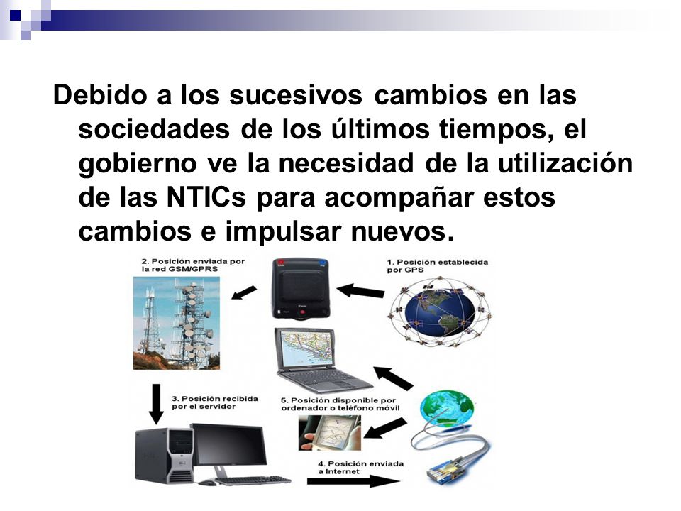 Debido a los sucesivos cambios en las sociedades de los últimos tiempos, el gobierno ve la necesidad de la utilización de las NTICs para acompañar estos cambios e impulsar nuevos.