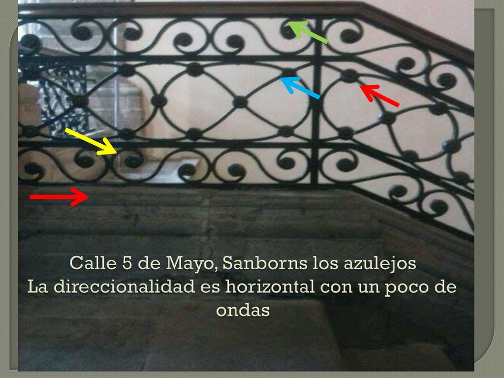 Calle 5 de Mayo, Sanborns los azulejos La direccionalidad es horizontal con un poco de ondas