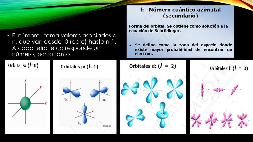El número l toma valores asociados a n, que van desde 0 (cero) hasta n-1.