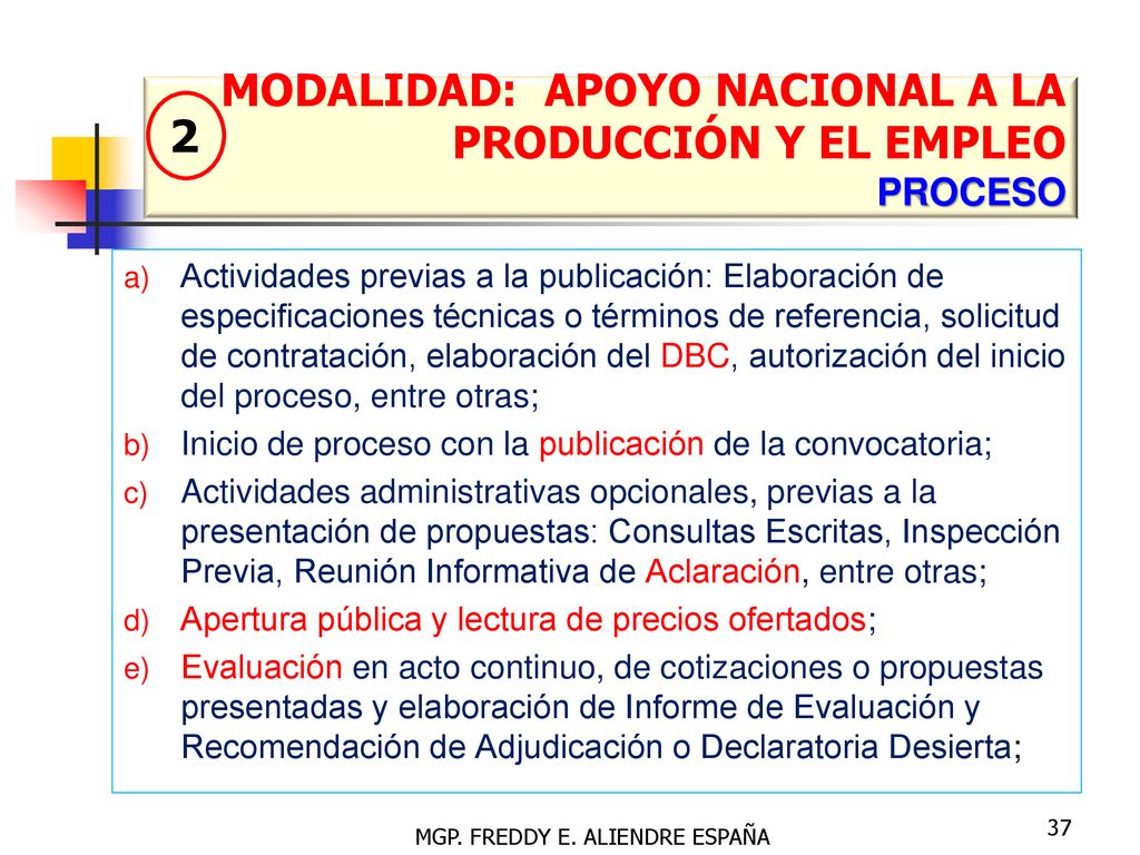 MODALIDAD: APOYO NACIONAL A LA PRODUCCIÓN Y EL EMPLEO PROCESO