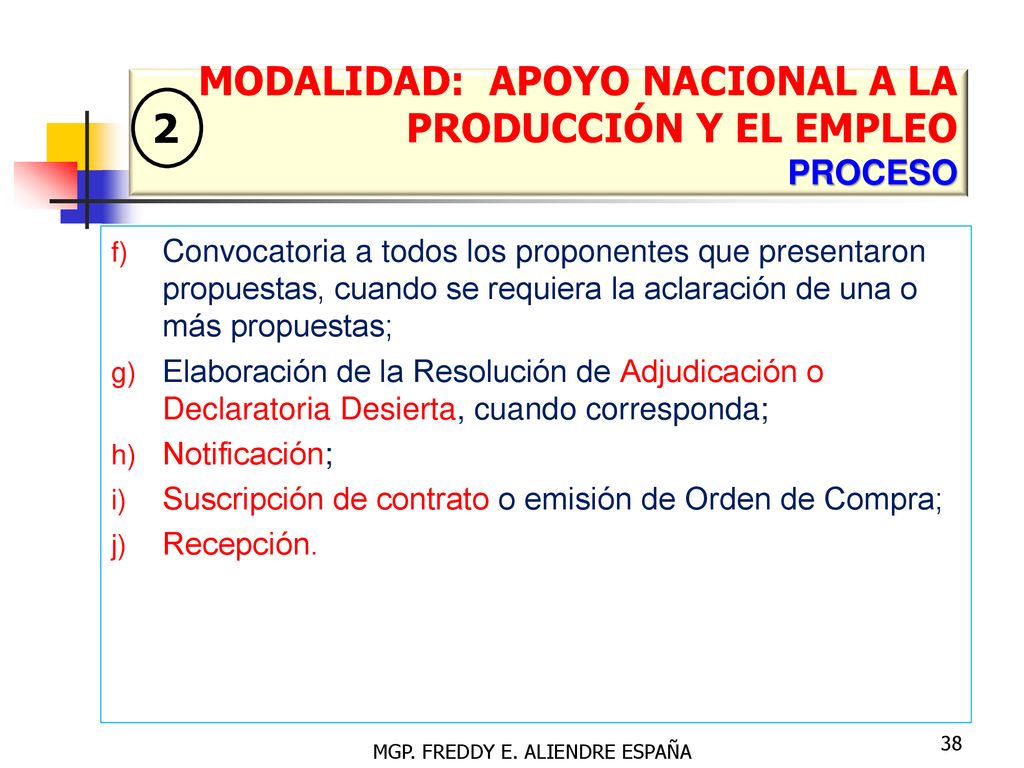 MODALIDAD: APOYO NACIONAL A LA PRODUCCIÓN Y EL EMPLEO PROCESO
