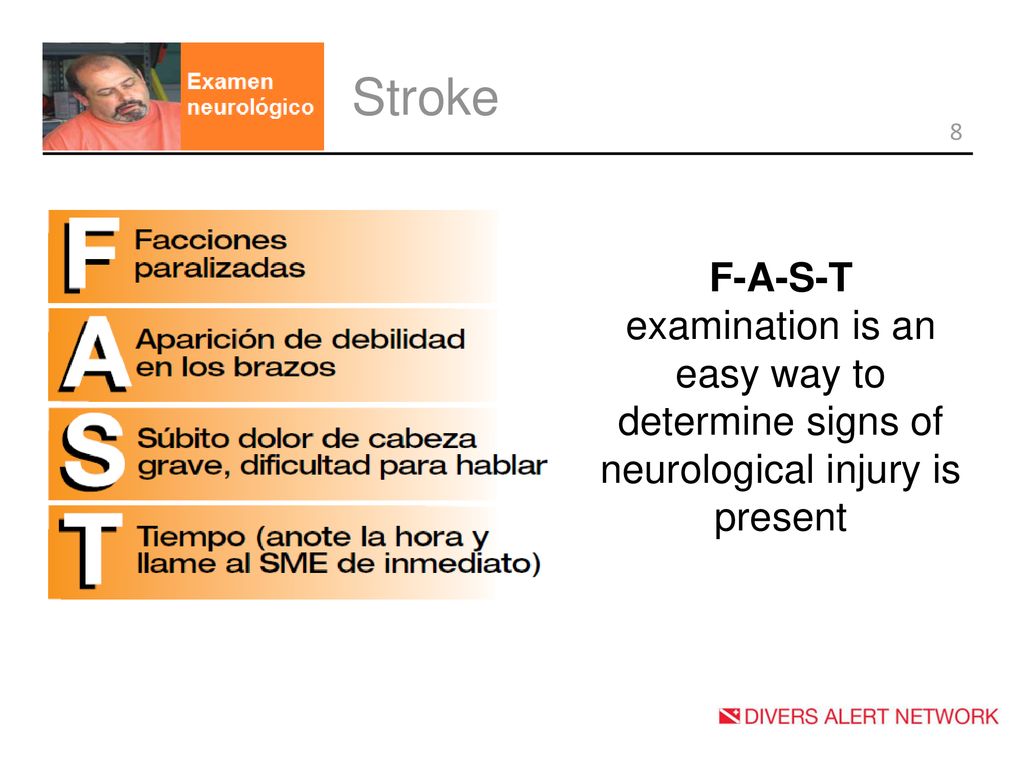 Stroke F-A-S-T examination is an easy way to determine signs of neurological injury is present