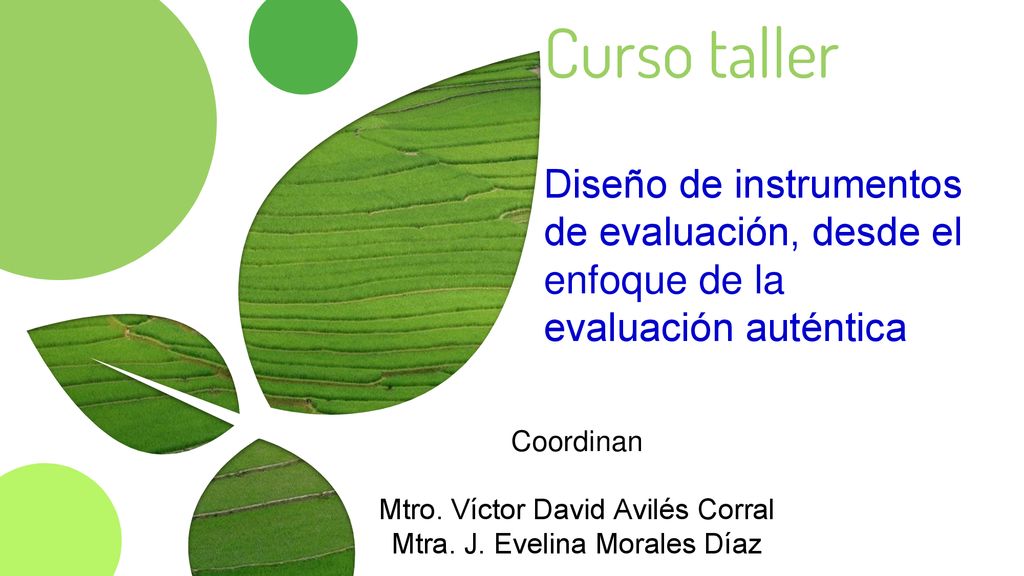 Curso taller Diseño de instrumentos de evaluación, desde el enfoque de la evaluación auténtica. Coordinan.