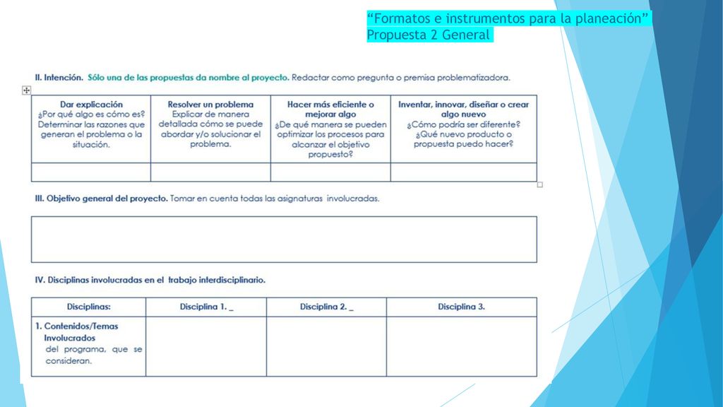 Formatos e instrumentos para la planeación Propuesta 2 General