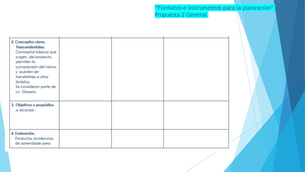 Formatos e instrumentos para la planeación Propuesta 2 General