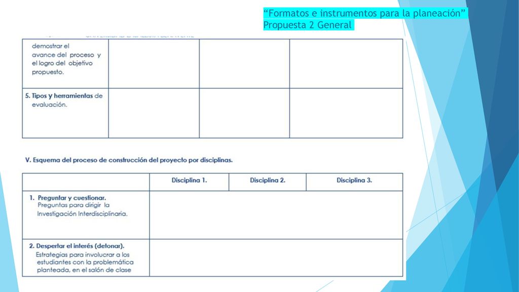 Formatos e instrumentos para la planeación Propuesta 2 General
