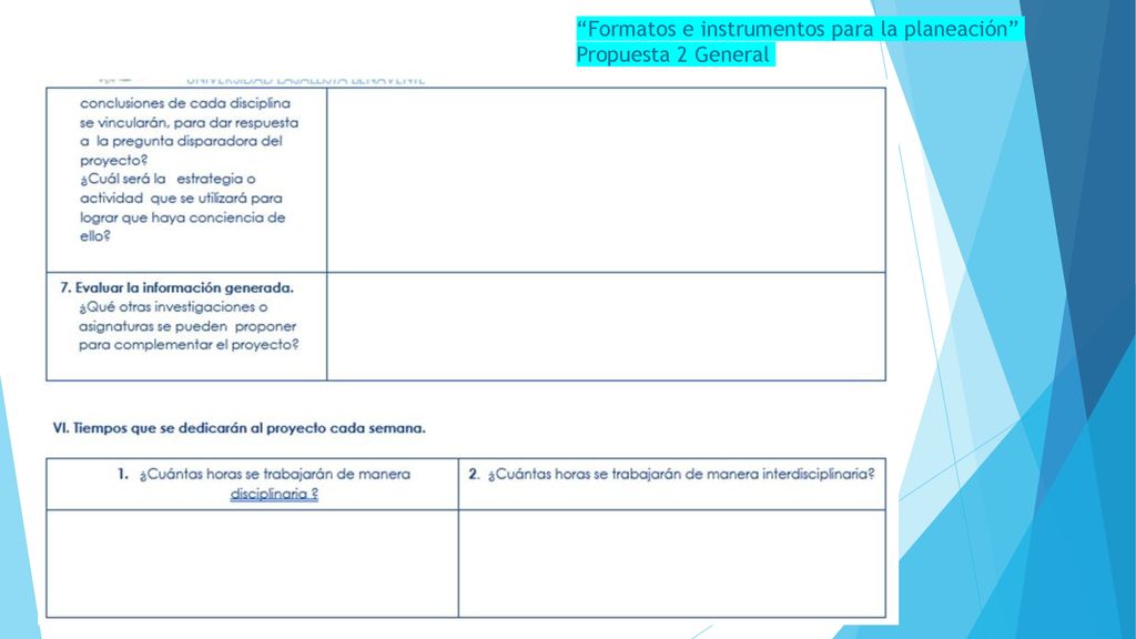 Formatos e instrumentos para la planeación Propuesta 2 General