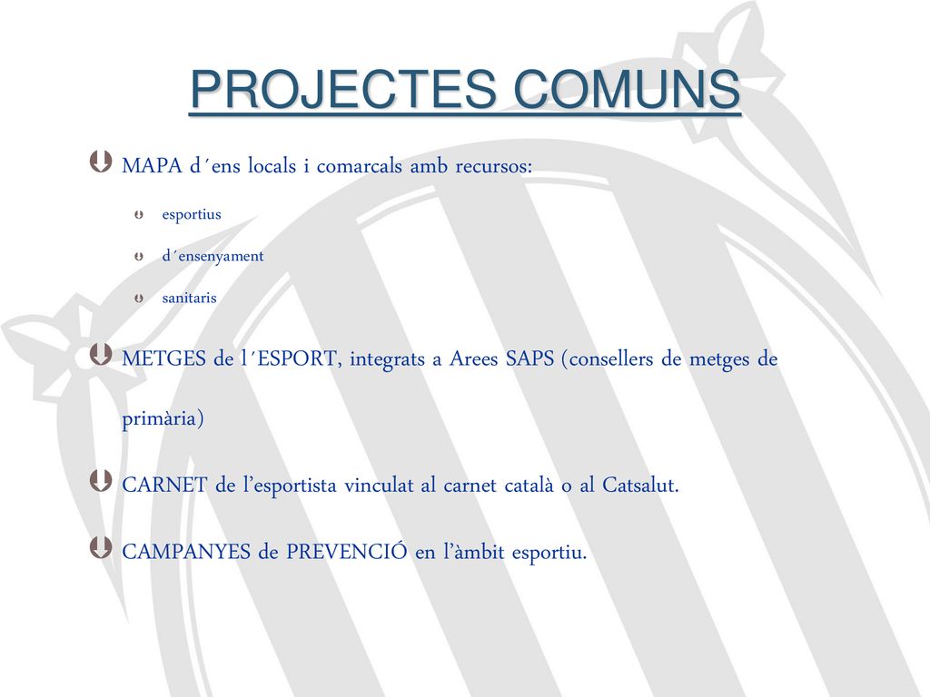 PROJECTES COMUNS MAPA d´ens locals i comarcals amb recursos: