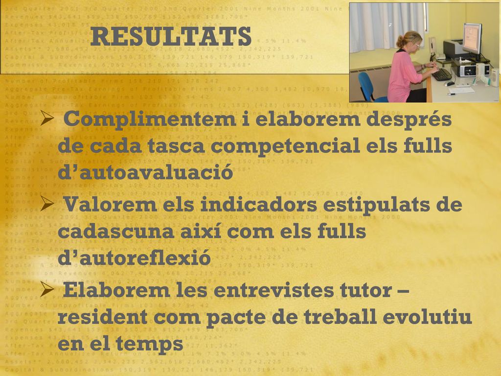 RESULTATS Complimentem i elaborem després de cada tasca competencial els fulls d’autoavaluació.