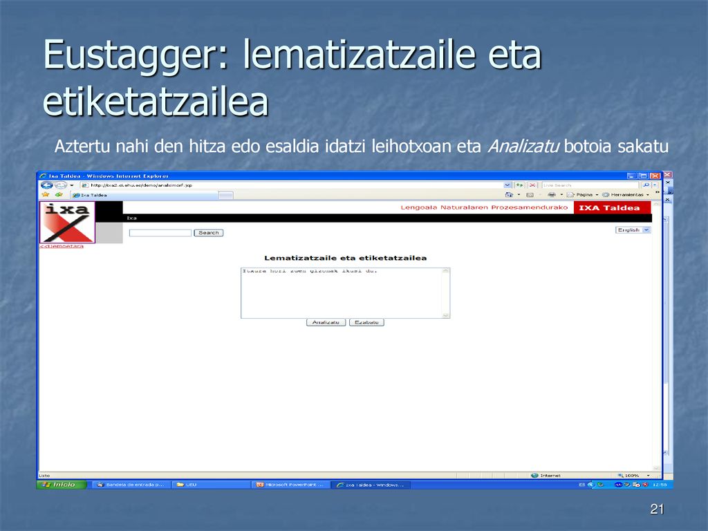 Eustagger: lematizatzaile eta etiketatzailea