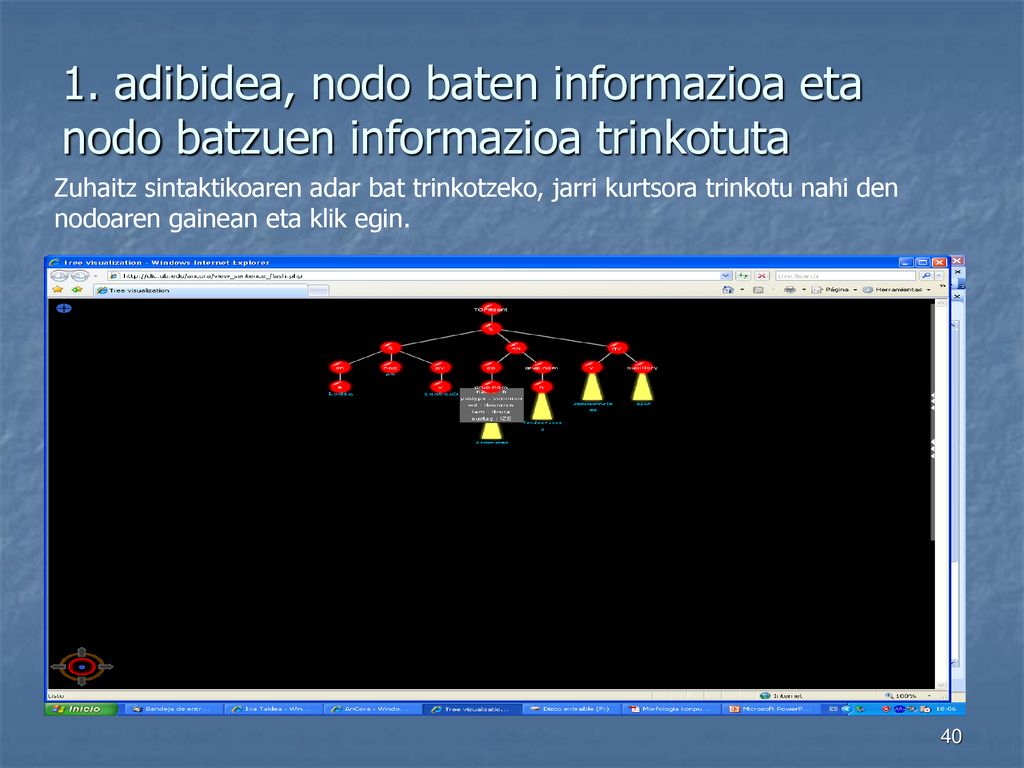 1. adibidea, nodo baten informazioa eta nodo batzuen informazioa trinkotuta