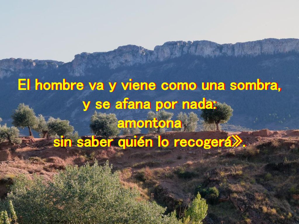 El hombre va y viene como una sombra, sin saber quién lo recogerá».
