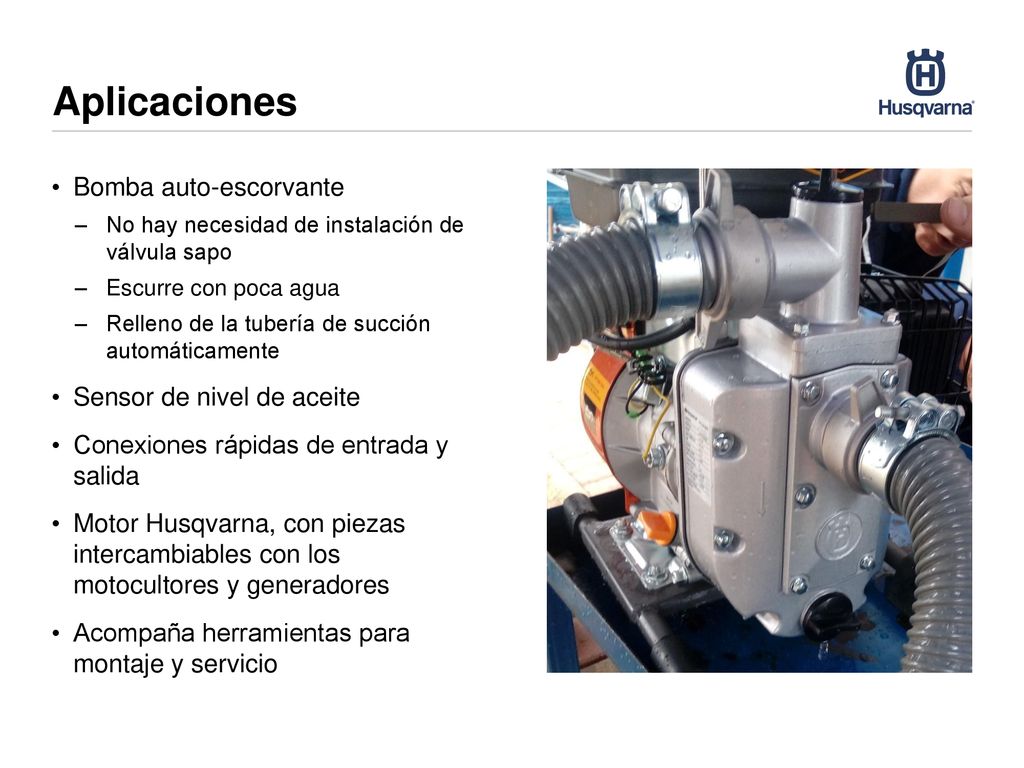 Aplicaciones Bomba auto-escorvante Sensor de nivel de aceite