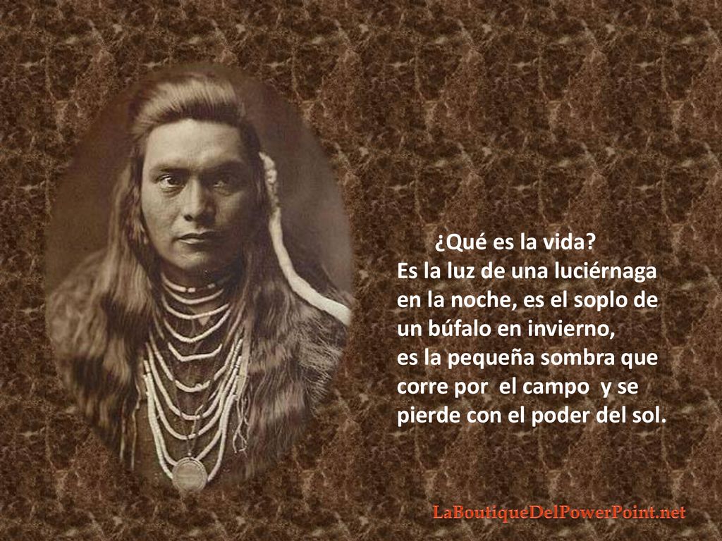 ¿Qué es la vida Es la luz de una luciérnaga en la noche, es el soplo de un búfalo en invierno,