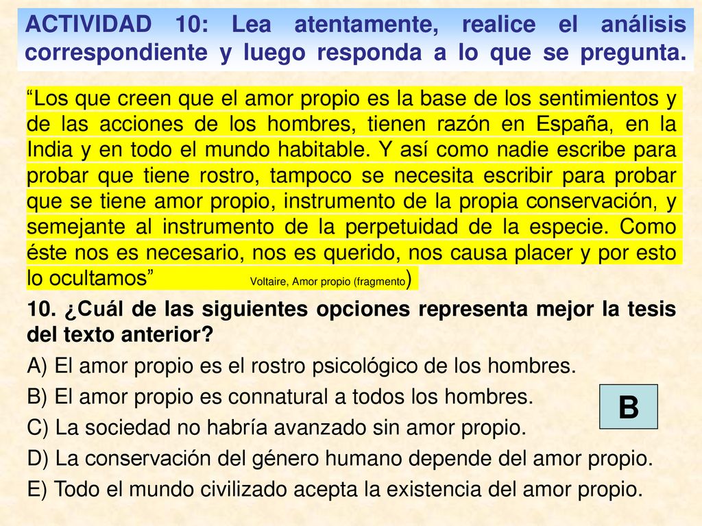 ACTIVIDAD 10: Lea atentamente, realice el análisis correspondiente y luego responda a lo que se pregunta.