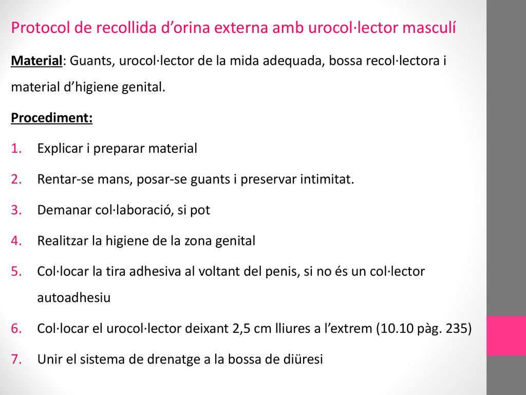 Protocol de recollida d’orina externa amb urocol·lector masculí