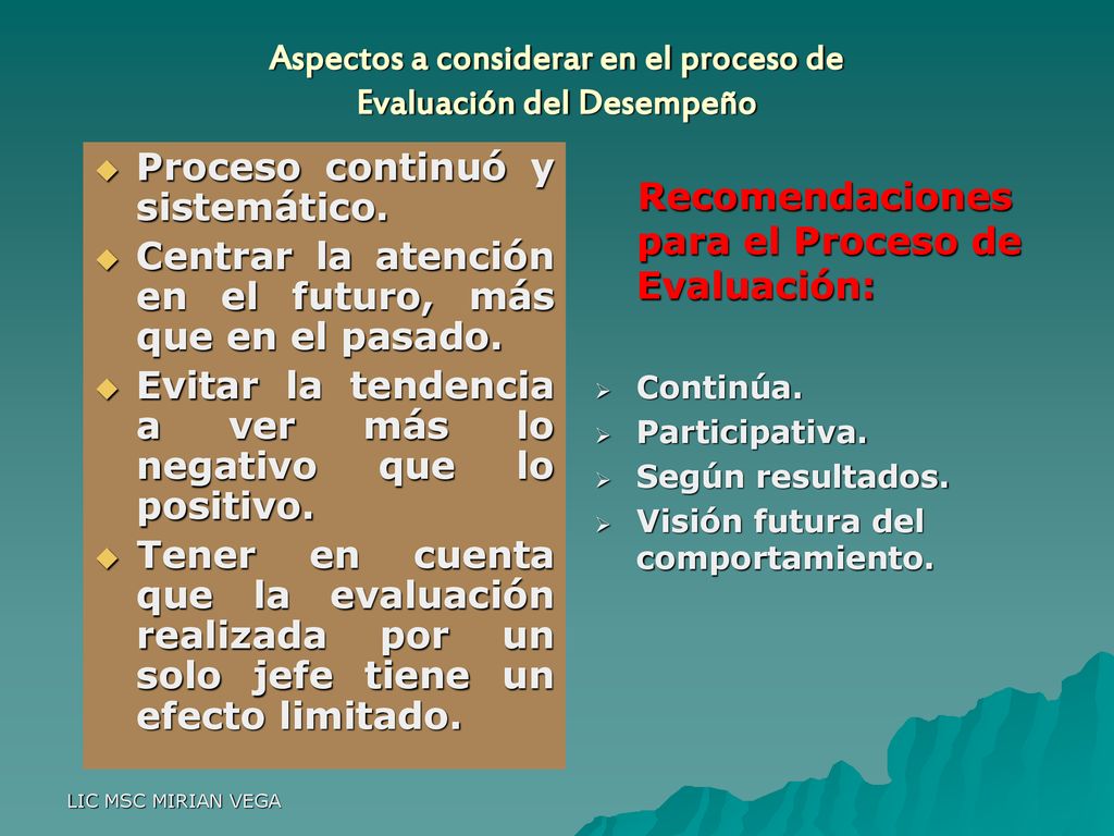 Aspectos a considerar en el proceso de Evaluación del Desempeño