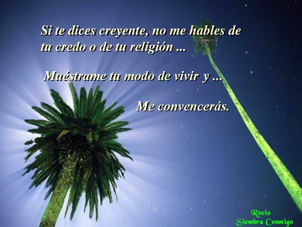 Si te dices creyente, no me hables de tu credo o de tu religión ...