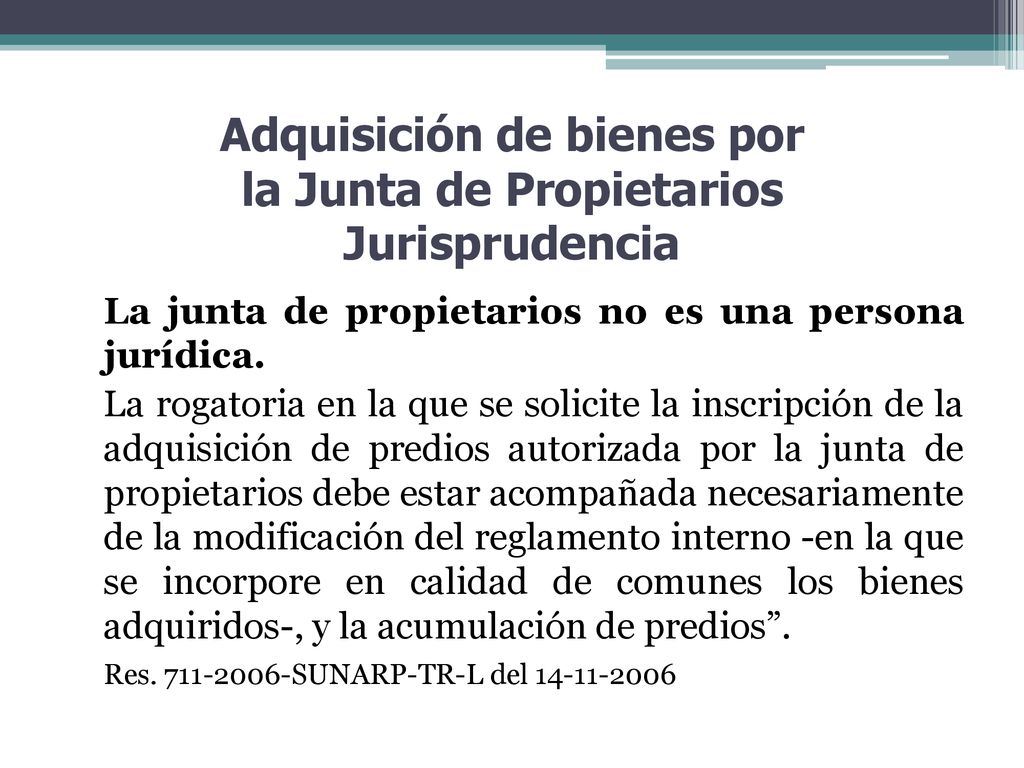 Adquisición de bienes por la Junta de Propietarios Jurisprudencia