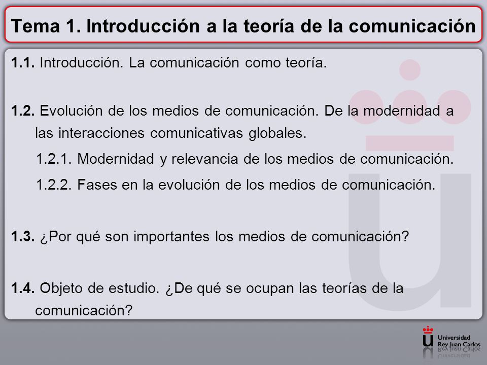 Tema 1. Introducción a la teoría de la comunicación